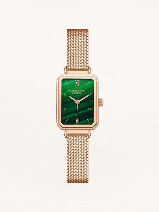 Charlotte Design Dames Horloge Met Rechthoekige Kast Goud-Groen