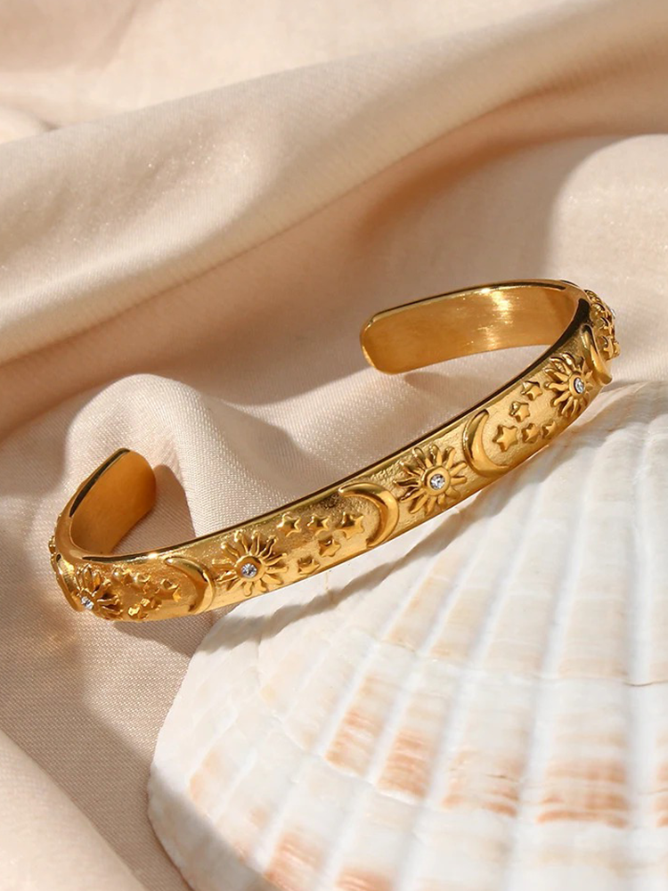 Crystal Zon & Maan Bangle Goud - Rosa Jewels