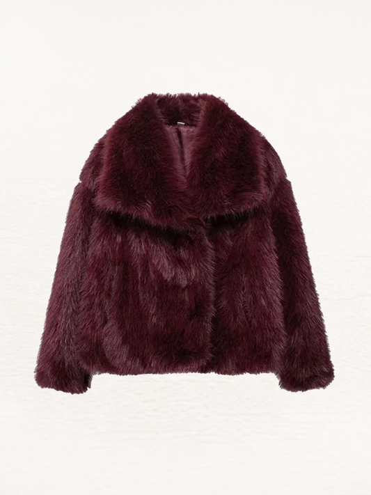 Cynthia Faux Fur Winterjas Dames | Vrouwen Herfstjas Bont Burgundy Rood