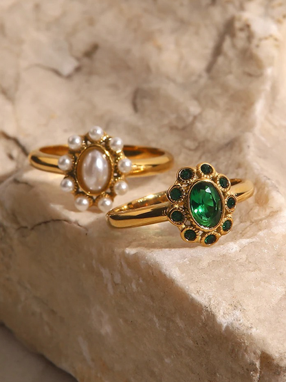 Cynthia Kristal Ring Met Steen Groen