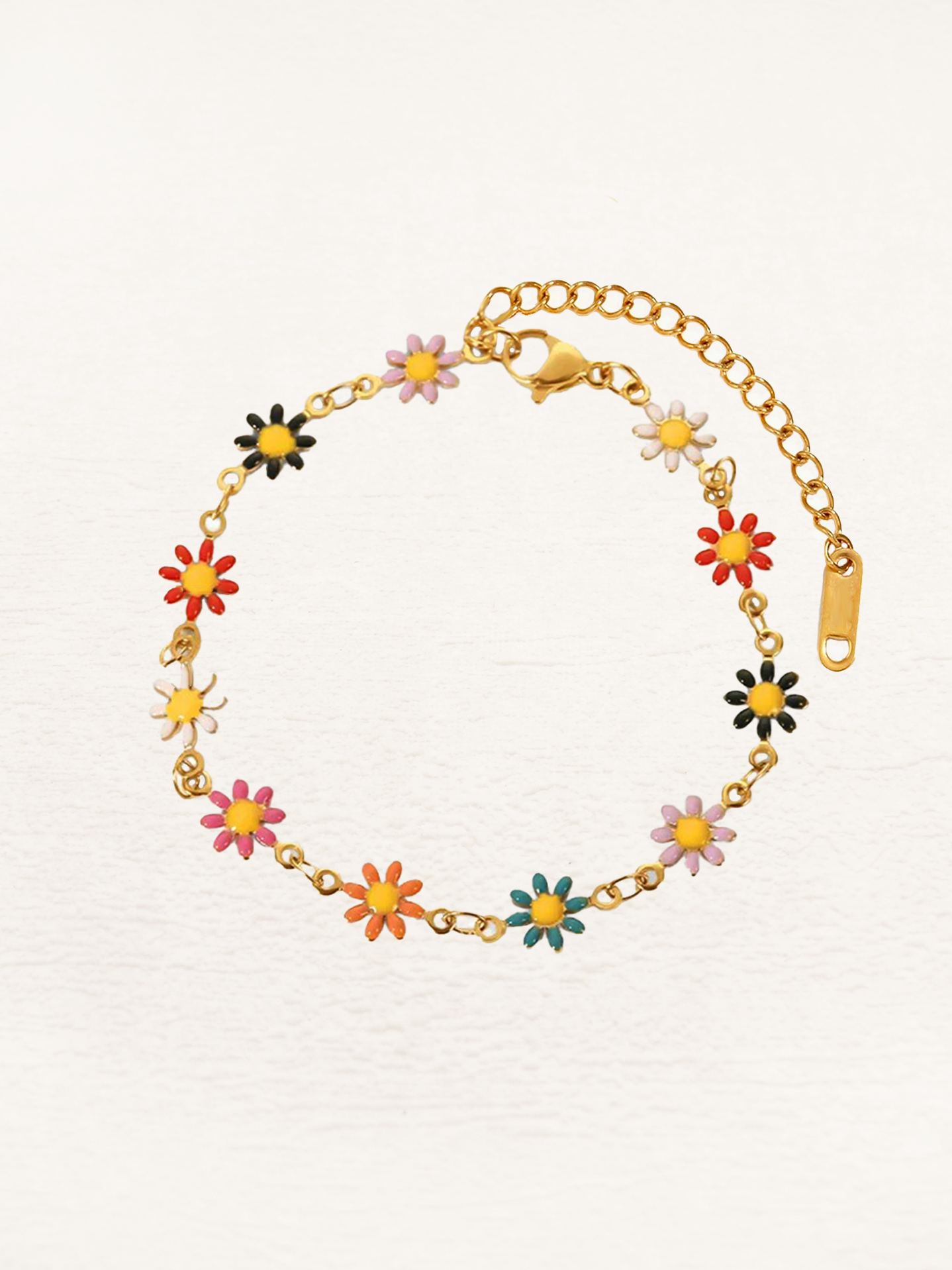 Daisy Gekleurde Bloemen Armband Goud