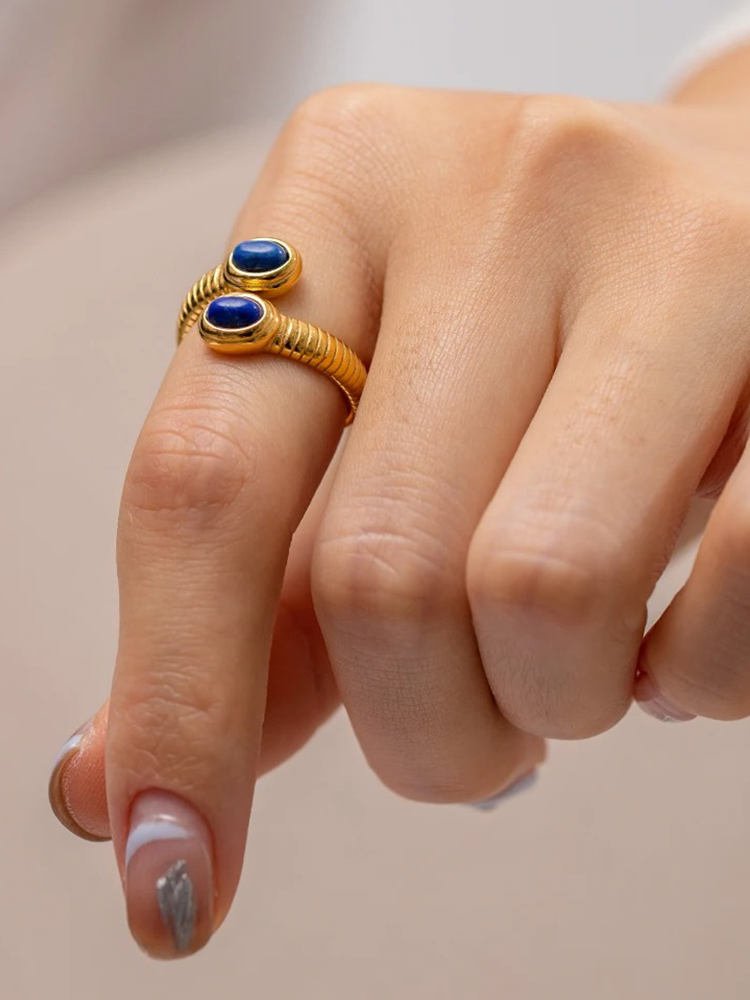 Davina Lapis Lazuli Edelsteen Ring Goud