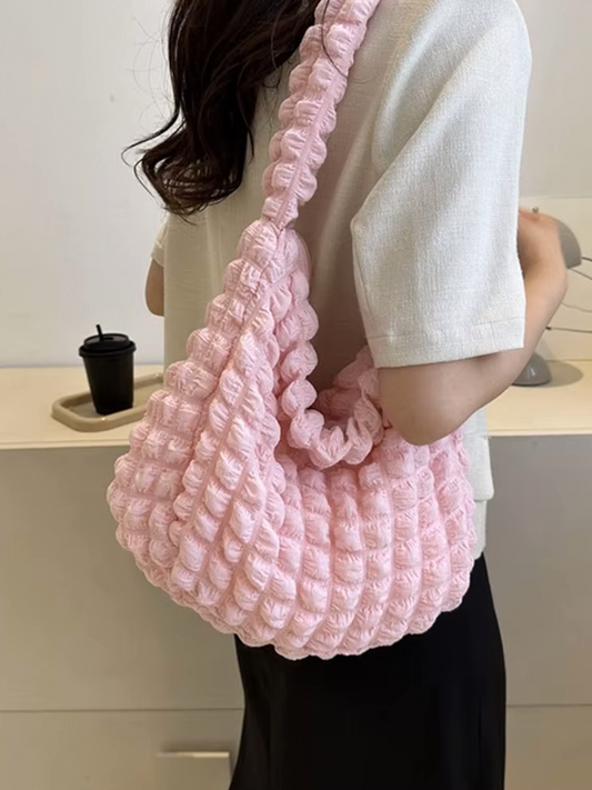 Drew Dames Geplooide Stoffen Schoudertas | Shopper Lichtroze