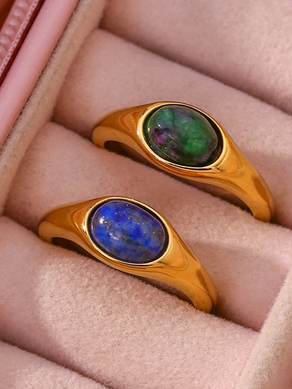 Elena Lapis Lazuli Edelsteen Ring Goud