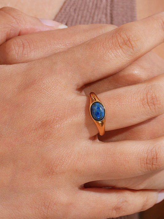 Elena Lapis Lazuli Edelsteen Ring Goud