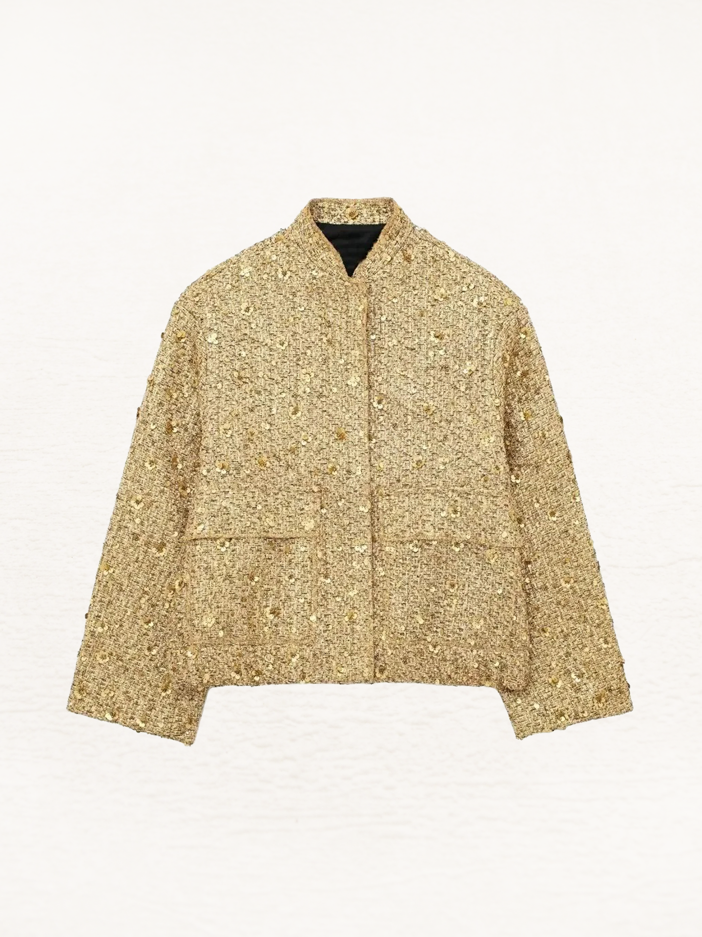 Elisa Gouden Sequin Bomber Jas Dames | Winterjas Vrouw | Stijlvolle Herfstjas Goud