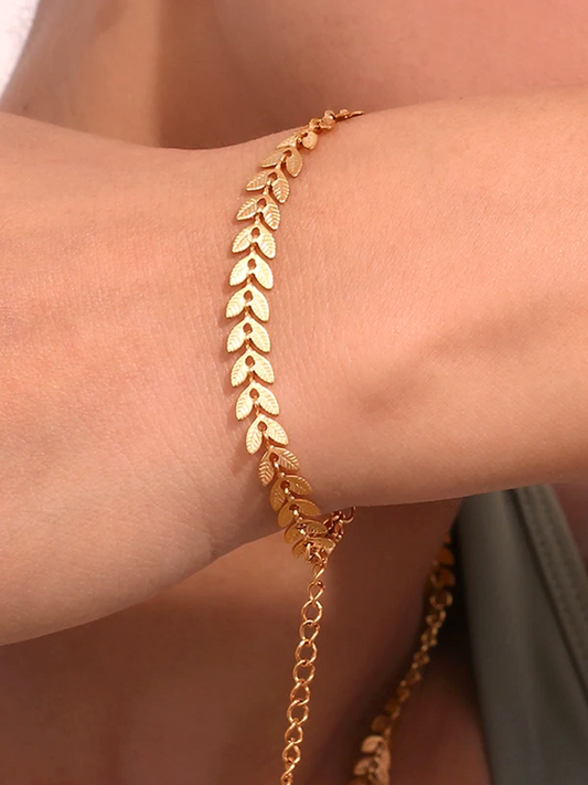 Fara Leaf Armband Goud - Rosa Jewels