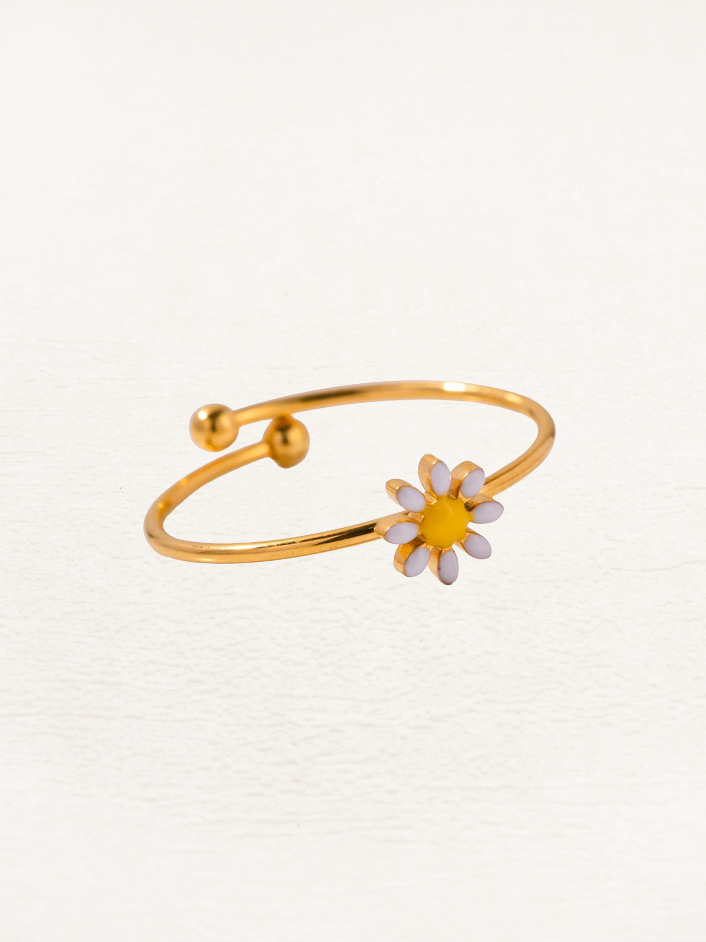 Florianne Witte Bloemen Ring Goud