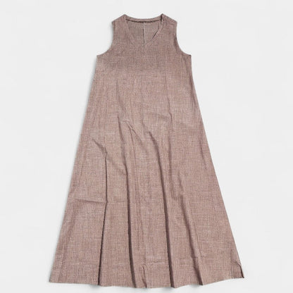 Virelle Lange Linnen Jurk - Maxi Dress met V-hals van zacht linnenblend