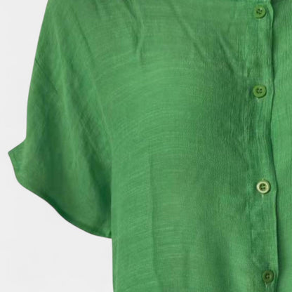 Virelle Blouse - Lange linnen blouse voor dames met korte mouwen