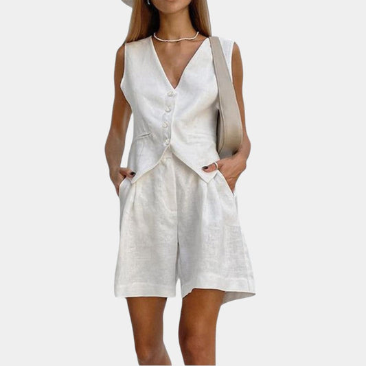 Virelle Korte broek en gilet - Linnen tweedelige set voor de zomer