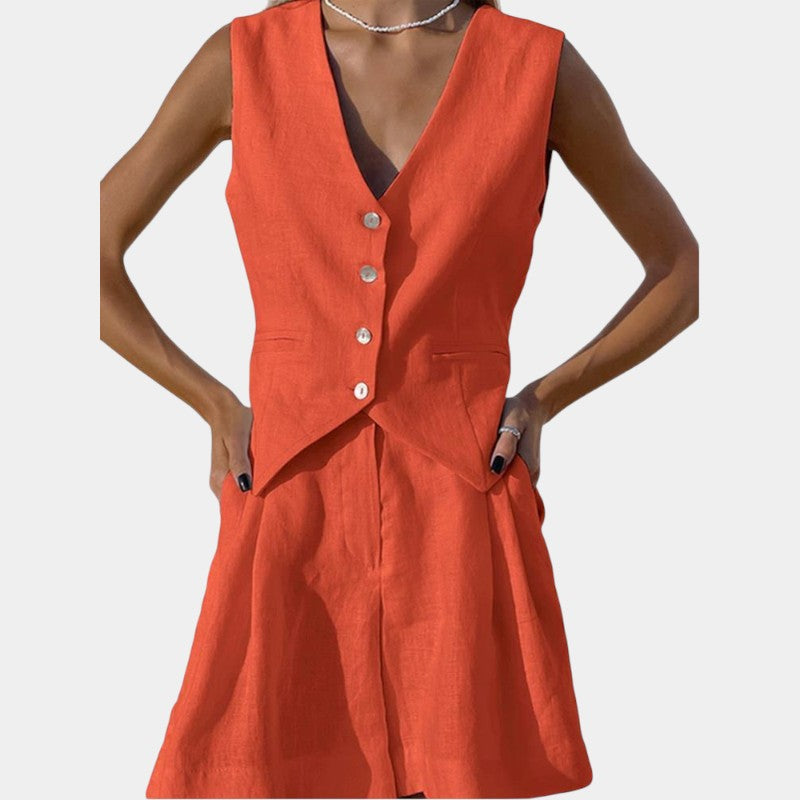 Virelle Korte broek en gilet - Linnen tweedelige set voor de zomer