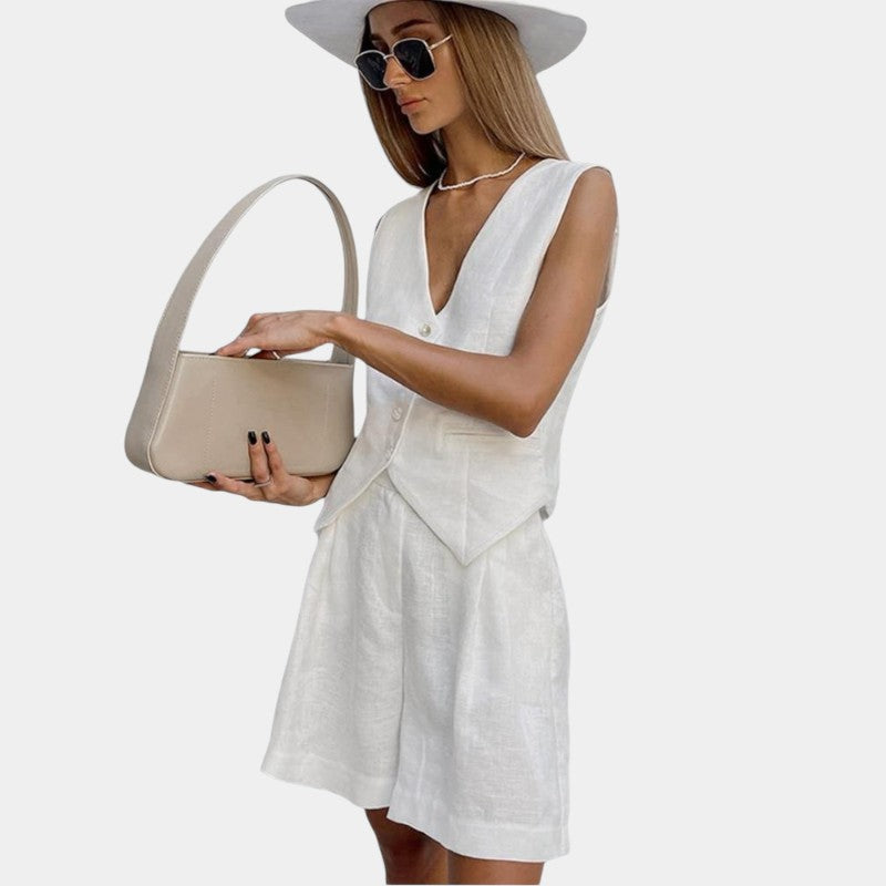 Virelle Korte broek en gilet - Linnen tweedelige set voor de zomer
