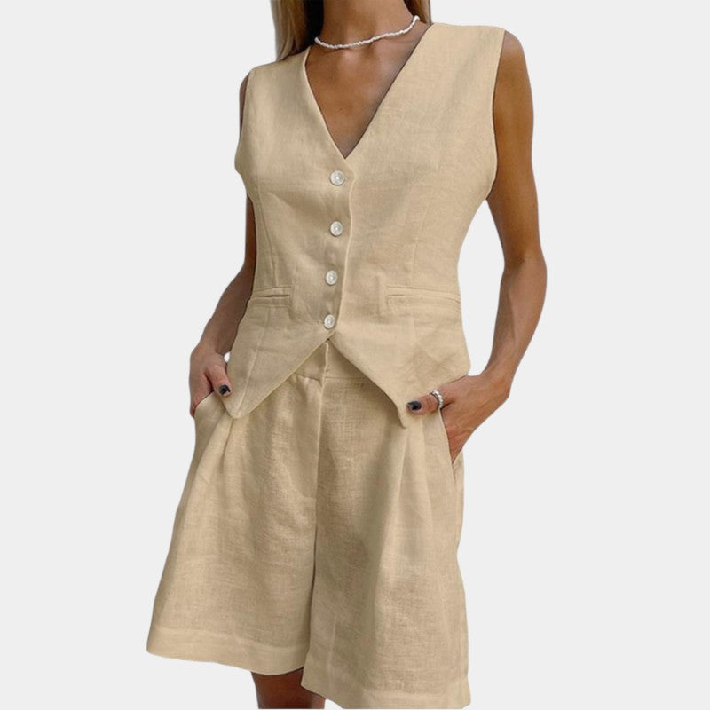 Virelle Korte broek en gilet - Linnen tweedelige set voor de zomer