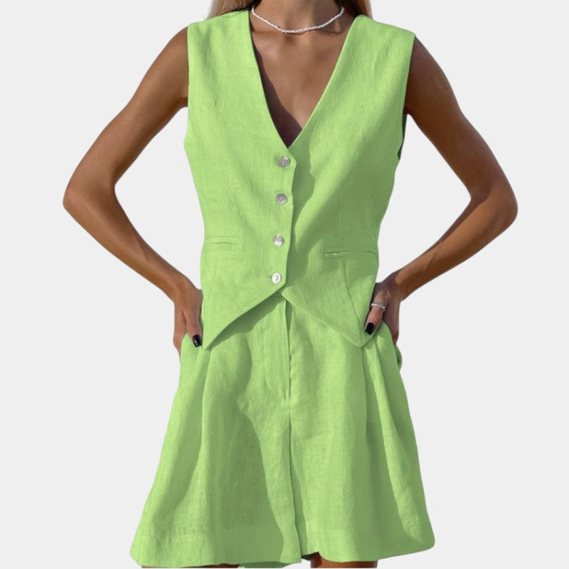 Virelle Korte broek en gilet - Linnen tweedelige set voor de zomer