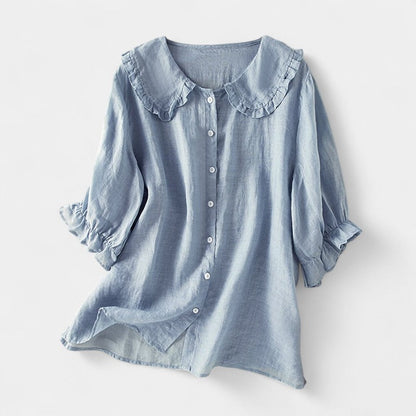 Virelle Blouse - Dames linnen blouse met 3/4 mouwen