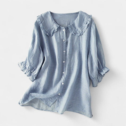Virelle Blouse - Dames linnen blouse met 3/4 mouwen