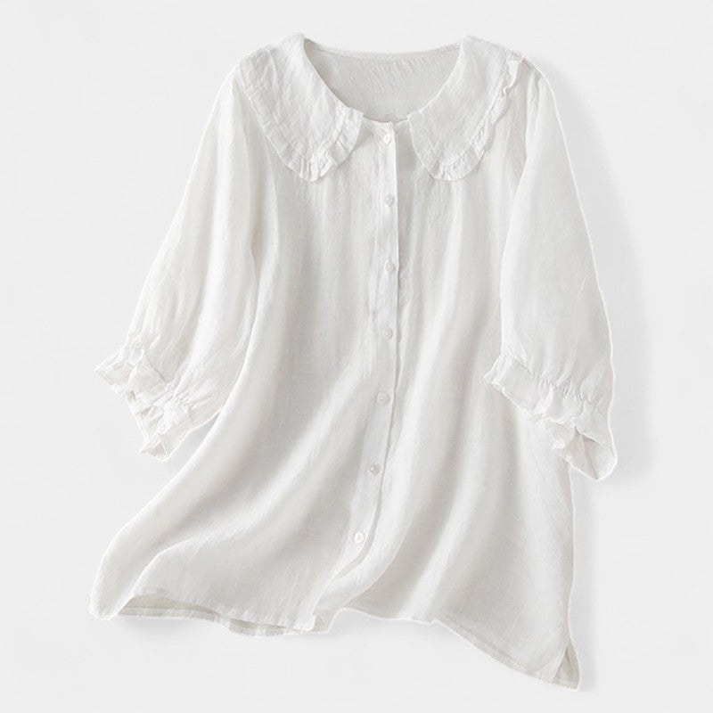 Virelle Blouse - Dames linnen blouse met 3/4 mouwen