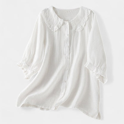 Virelle Blouse - Dames linnen blouse met 3/4 mouwen