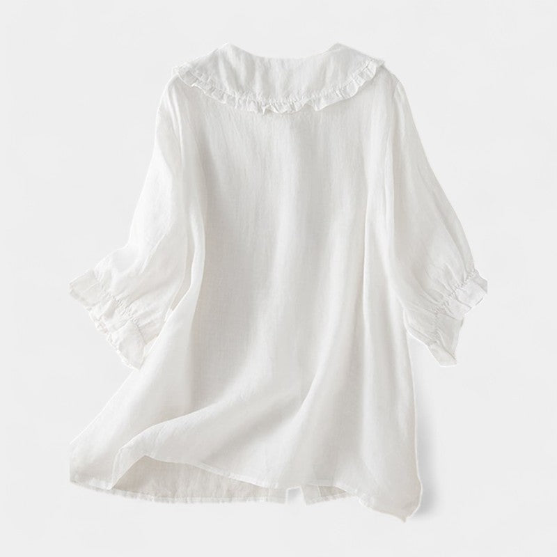 Virelle Blouse - Dames linnen blouse met 3/4 mouwen