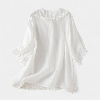 Virelle Blouse - Dames linnen blouse met 3/4 mouwen