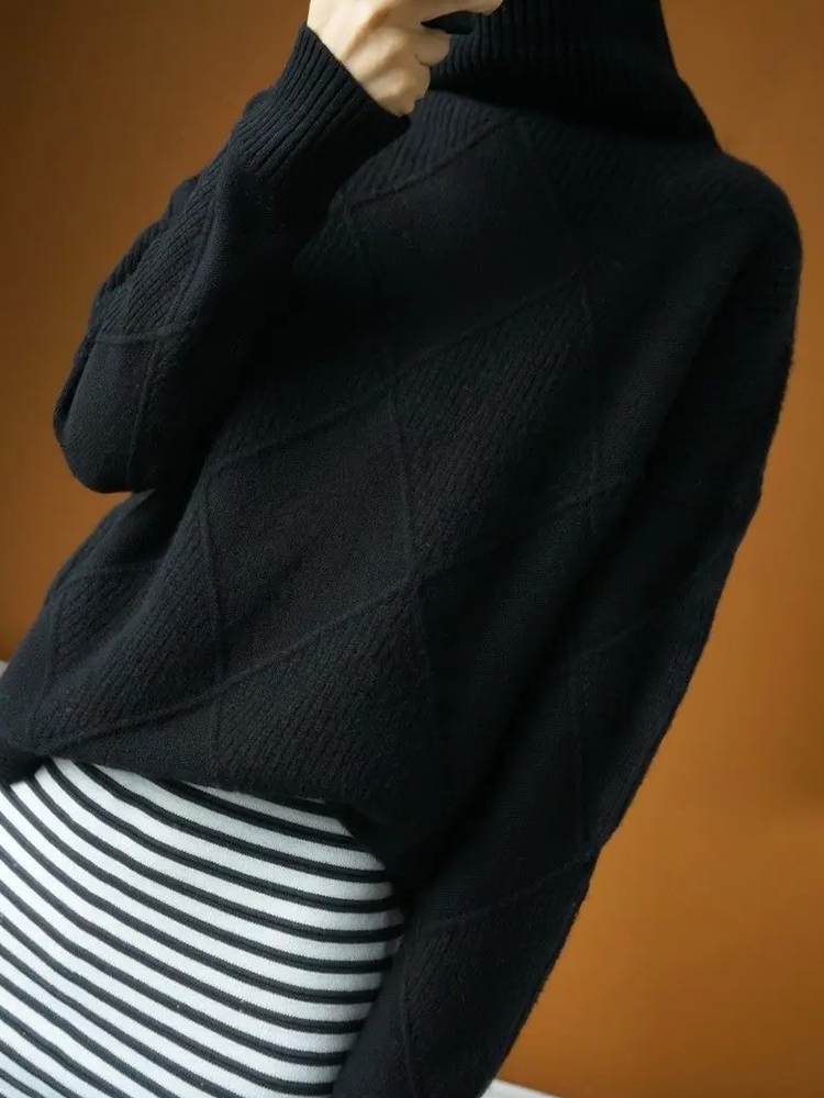 Theresa Dikke Trui Dames Winter Trui Coltrui Warme Trui Zwart Virelle