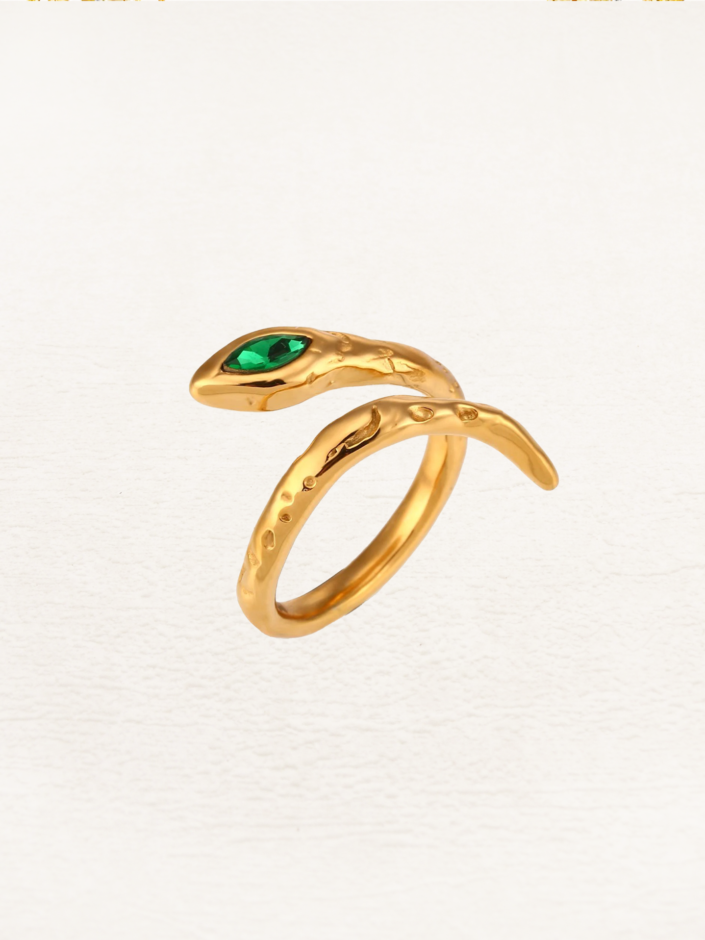 Inge Snake Ring Met Steen Groen - Rosa Jewels