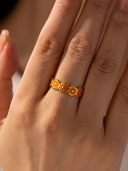 Isabelle Oranje Bloemen Ring Goud