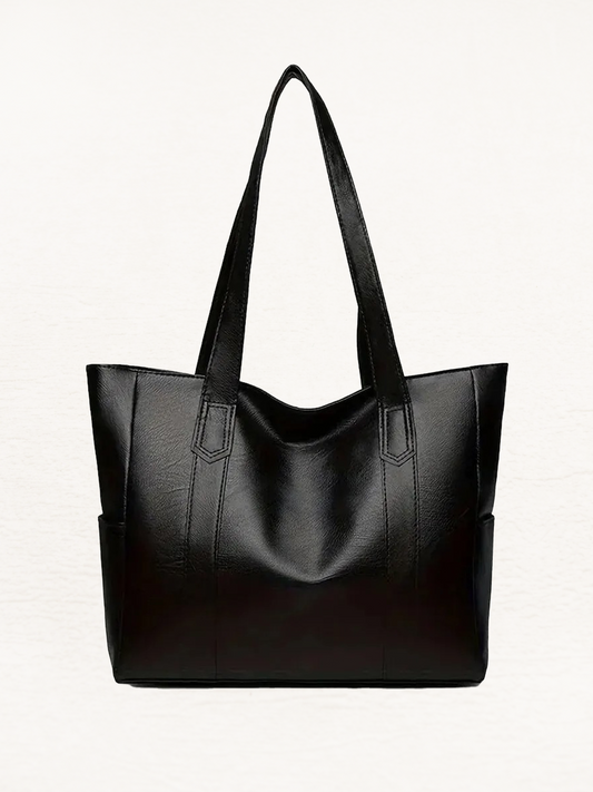 Jess Dames Retro Leren Schoudertas | Handtas | Shopper Zwart