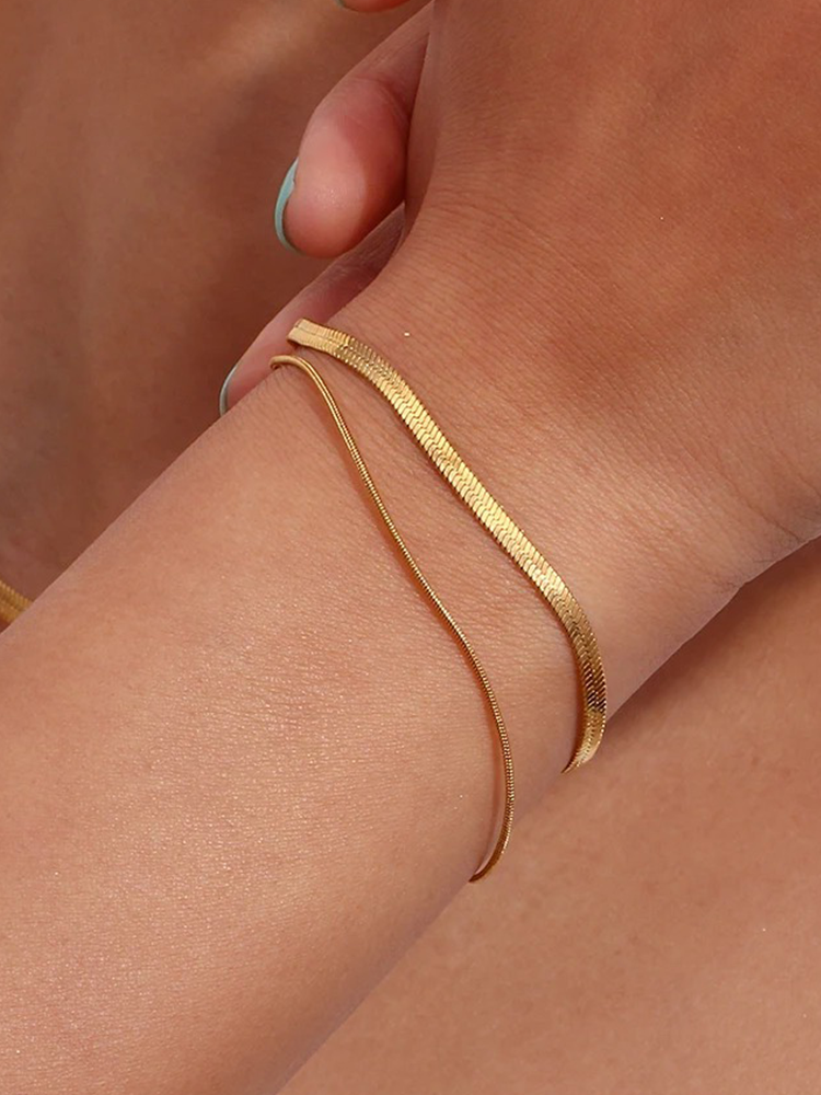 Leonie Gelaagde Snake Chain Armband Goud