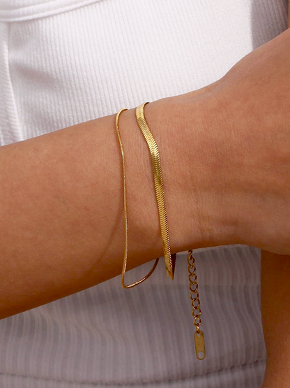 Leonie Gelaagde Snake Chain Armband Goud