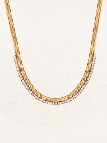 Leontien Zirkonia Snake Chain Ketting Goud