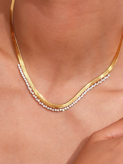 Leontien Zirkonia Snake Chain Ketting Goud