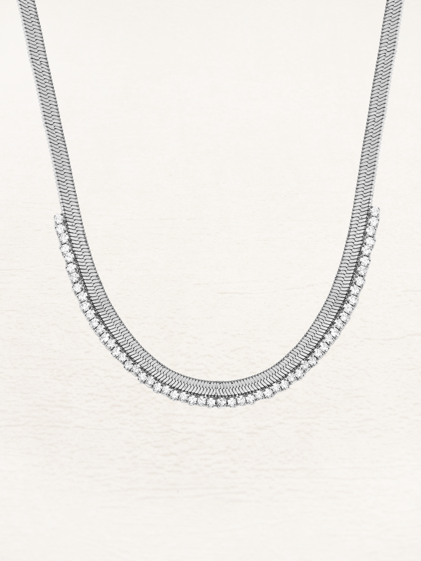 Leontien Zirkonia Snake Chain Ketting Zilver