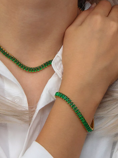 Eloise Tennis Armband Groen