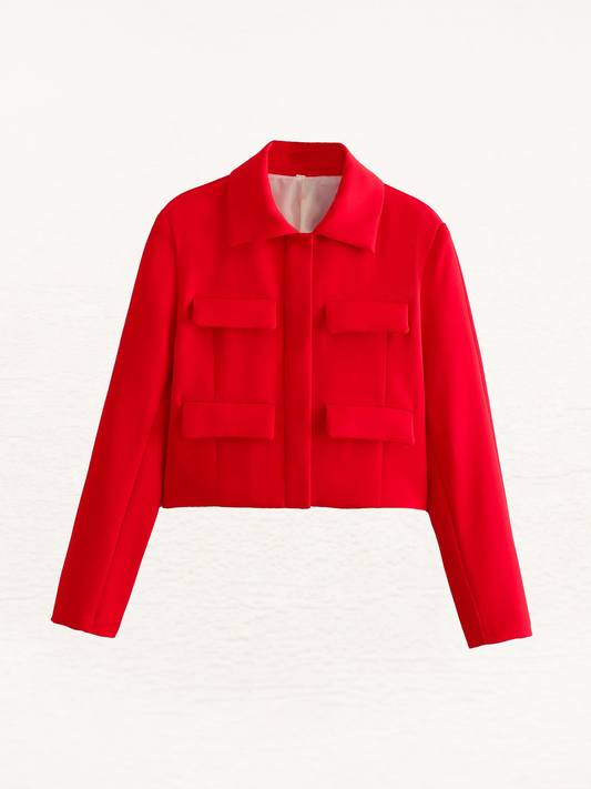 Lisa Cropped Jasje Dames | Vrouwen Herfstjas | Blazer Rood