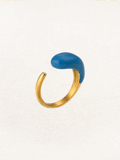 Lucie Y2K Blauwe Druppel Ring Goud