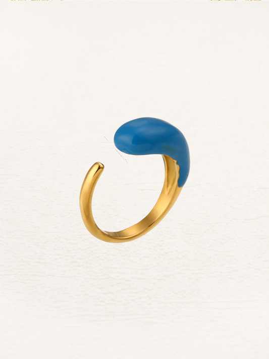 Lucie Y2K Druppel Ring Blauw Goud