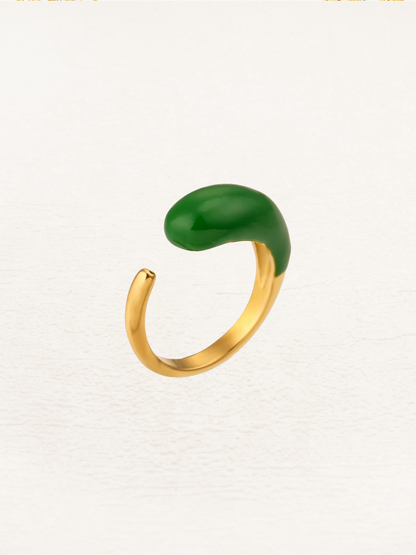 Lucie Y2K Groene Druppel Ring Goud