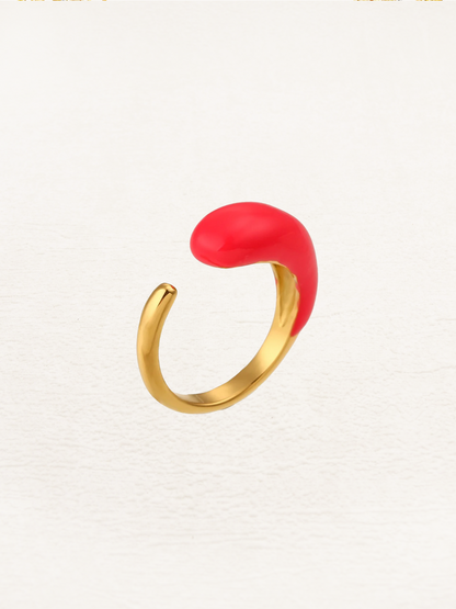 Lucie Y2K Roze Druppel Ring Goud