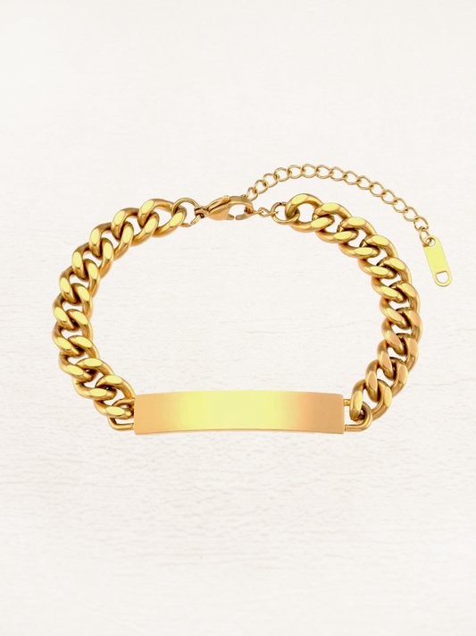 Meryl Cuban Chain Plaat Armband Goud 8 mm