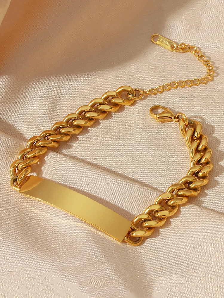 Meryl Cuban Chain Plaat Armband Goud 8 mm