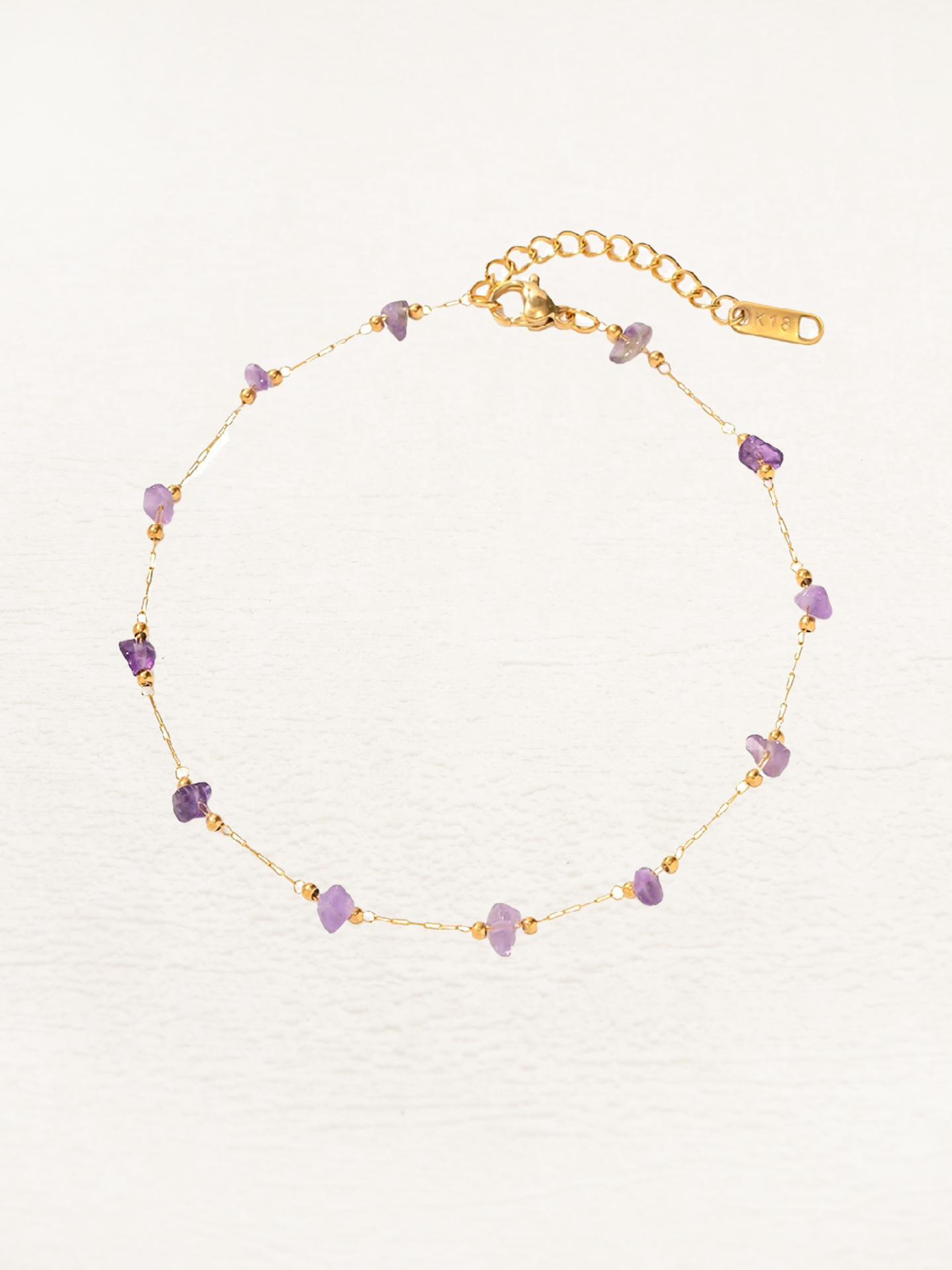 Myrthe Amethyst Enkelbandje Goud