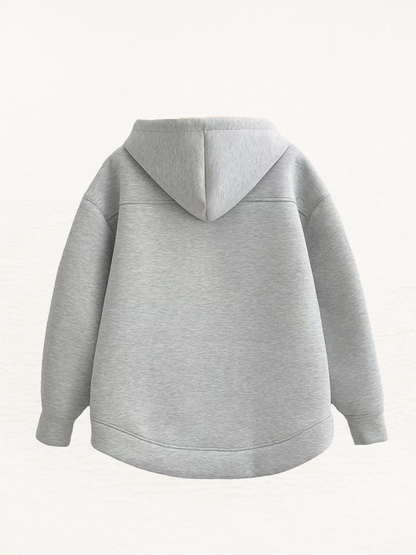 Pia Oversized Hoodie Dames | Winter Hoodie Met Rits | Warm Vest Herfst | Grijs/Zwart