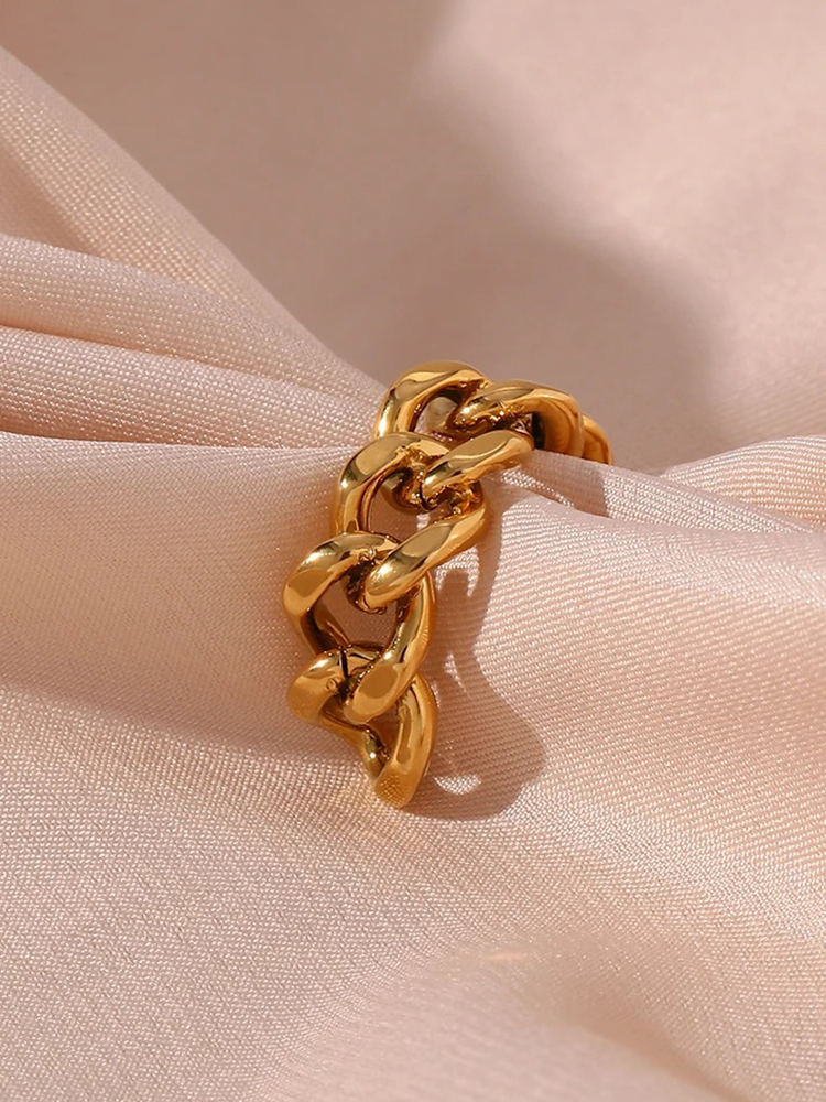 Quinn Chain Ring Goud - Rosa Jewels