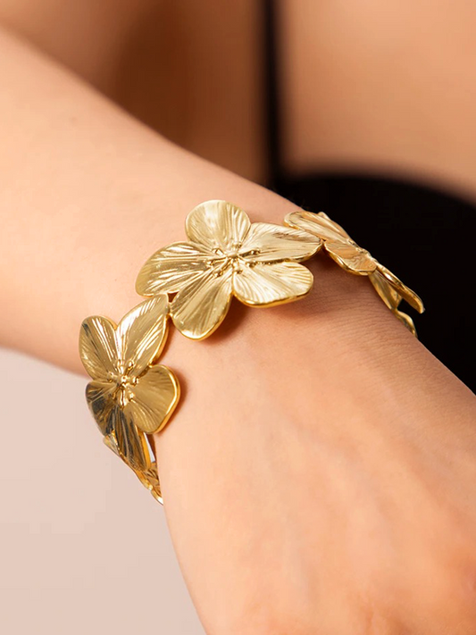 Rianne Flower Blossom Cuff Armband Goud