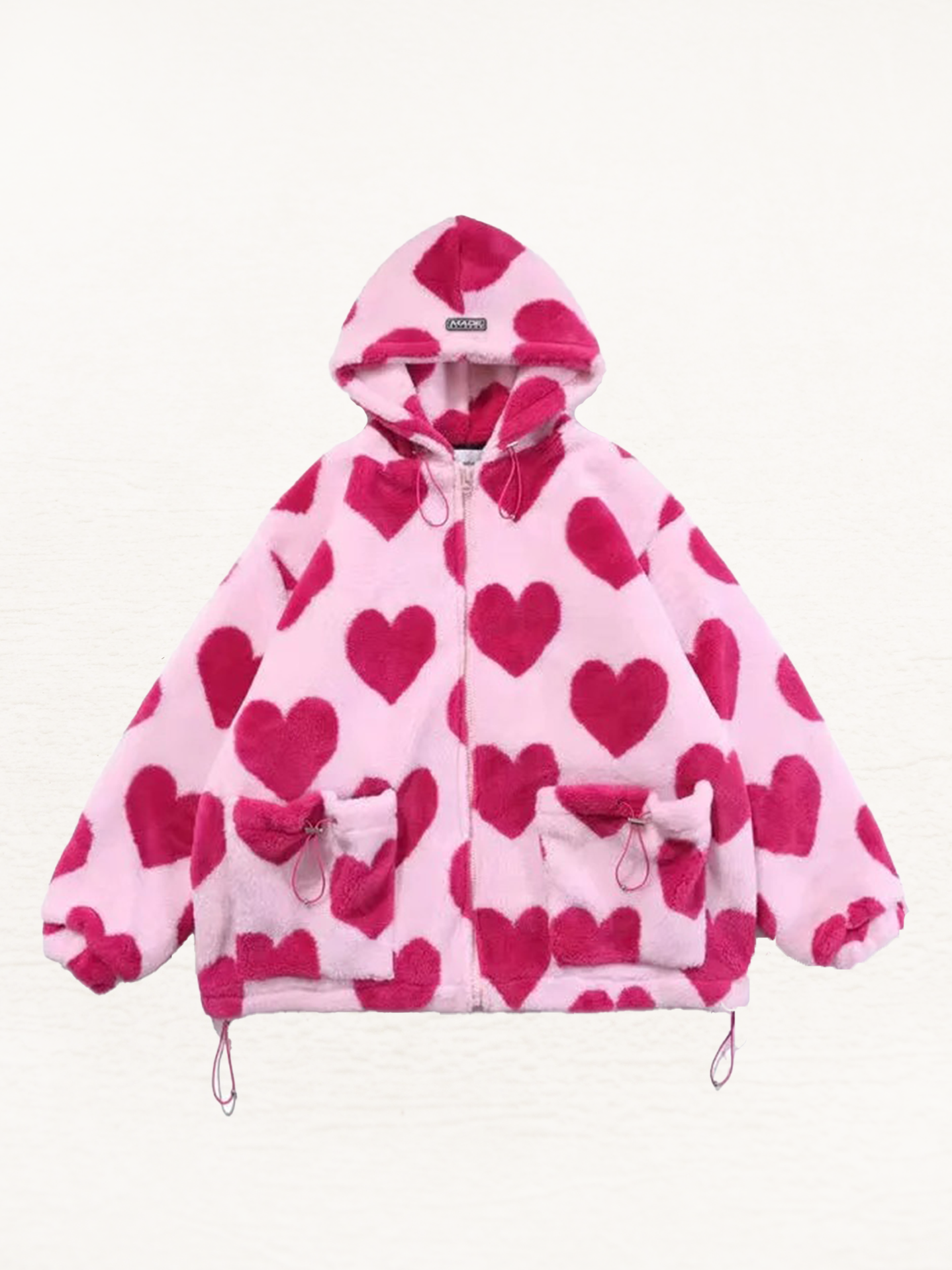 Trinity Pluche Hartjes Vest Dames | Fleece Jacket Extra Warm | Roze Hartjes Design