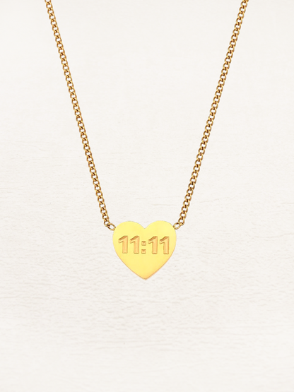 Valerie Lucky 11:11 Engelnummer Heart Ketting Goud