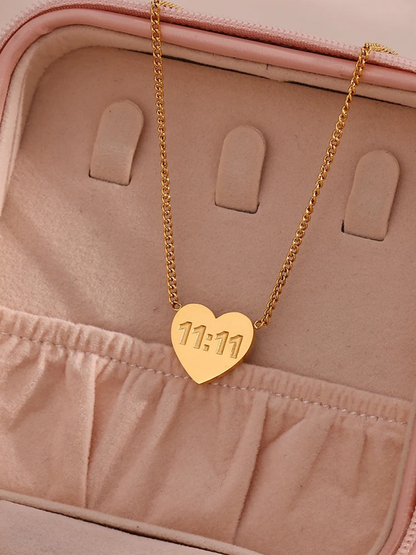 Valerie Lucky 11:11 Engelnummer Heart Ketting Goud