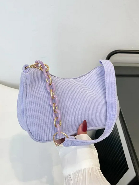 Violet Coduroy Schoudertas | Handtas | Vintage Clutch Paars Lila